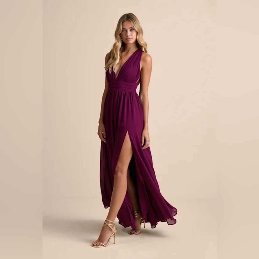 Lulus Heavenly Hues Plum Maxi Dress – Formal Bridesmaid Wedding Guest – Size S